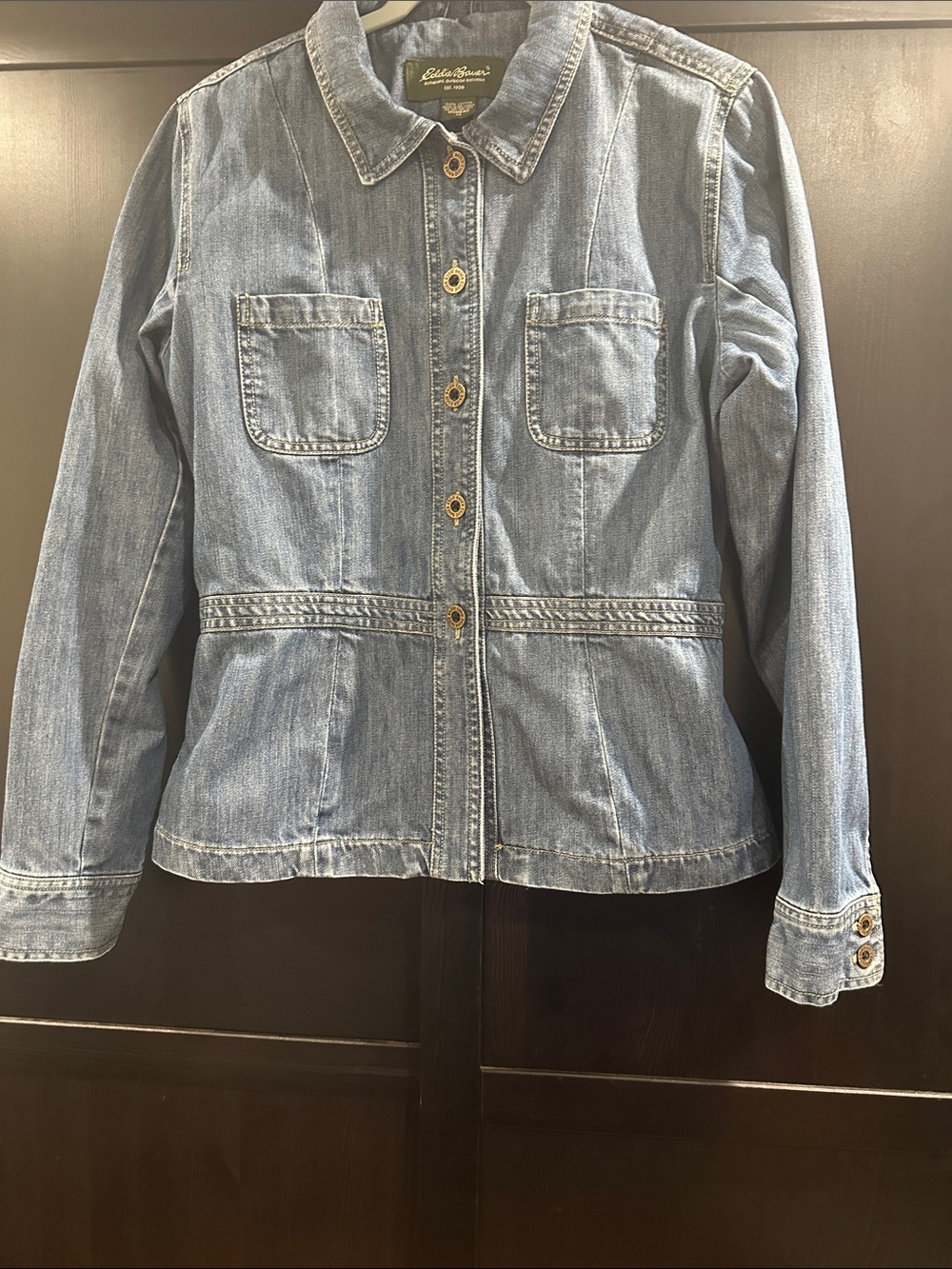 Eddie Bauer Light Blue Denim Jacket with Chest Pockets